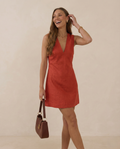 Women’s Linen V-Neck Sleeveless Mini Dress