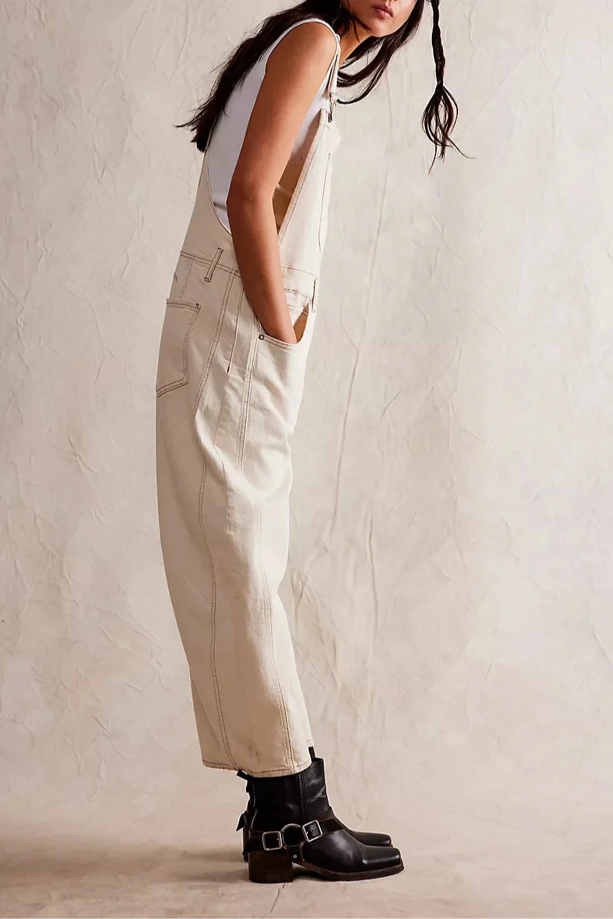 Calvia Wide-Leg Denim Overalls