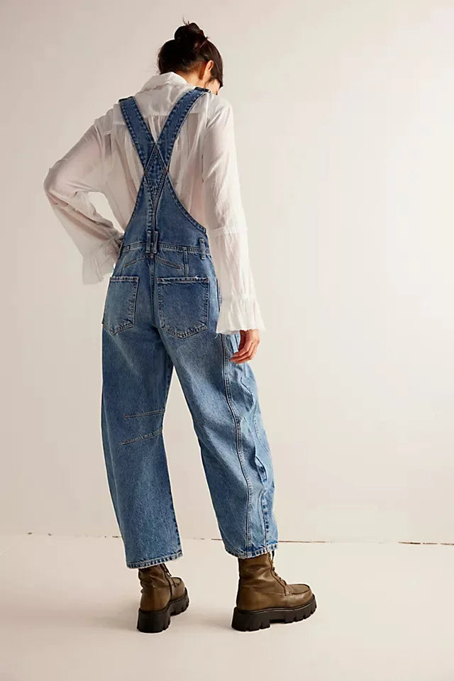 Calvia Wide-Leg Denim Overalls