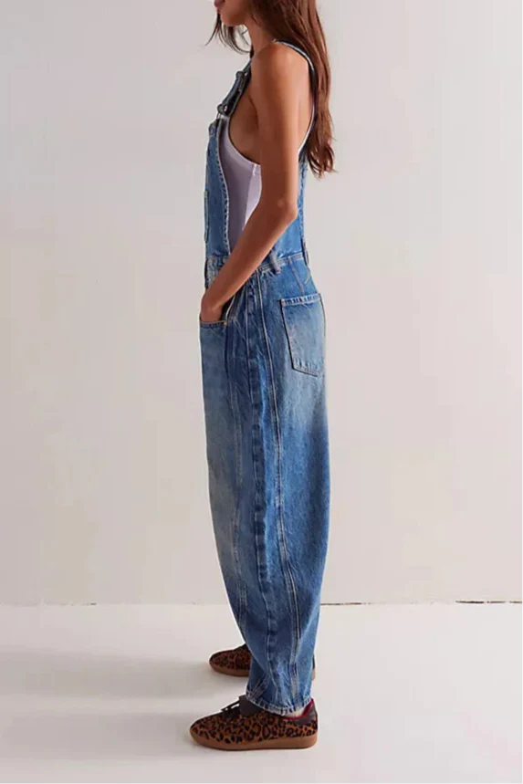 Calvia Wide-Leg Denim Overalls