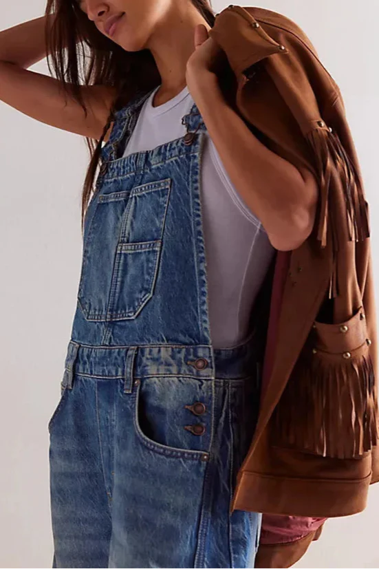 Calvia Wide-Leg Denim Overalls