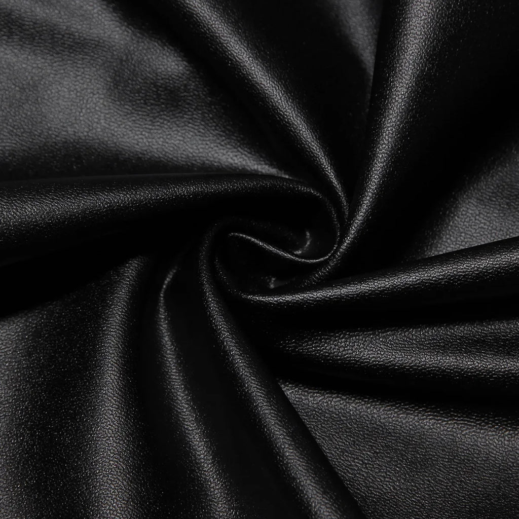 Onyx Lace-Up Faux Leather Midi Dress