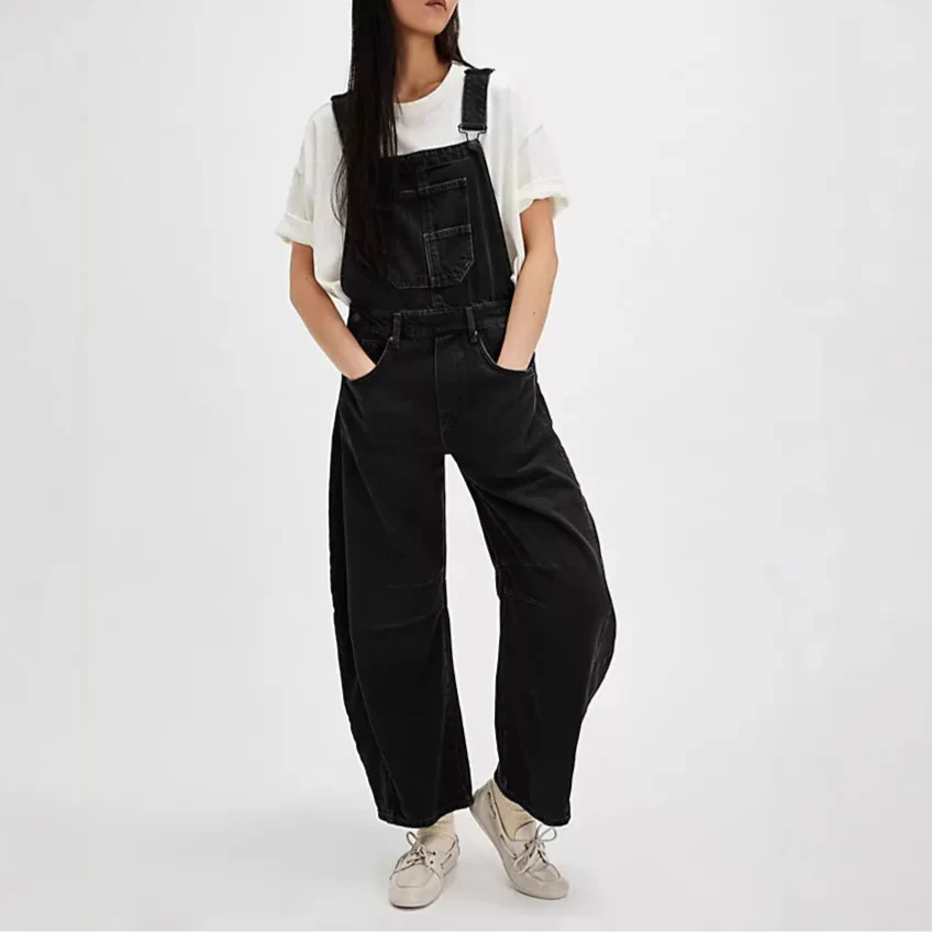 Calvia Wide-Leg Denim Overalls