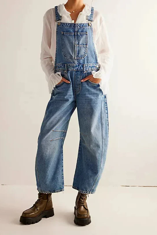 Calvia Wide-Leg Denim Overalls