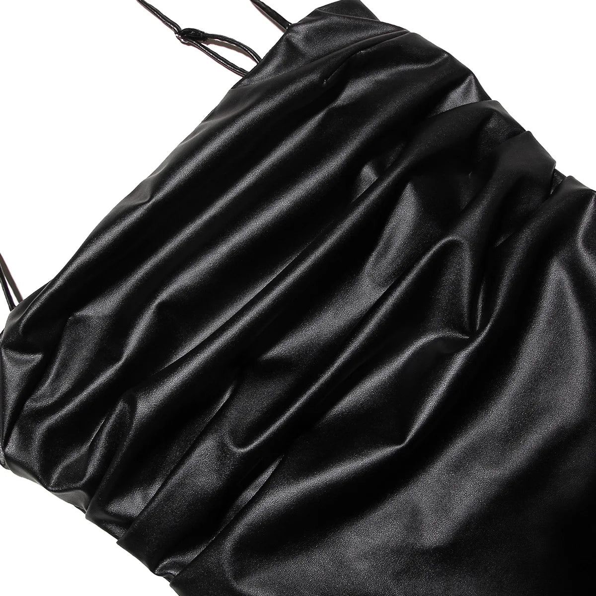 Onyx Lace-Up Faux Leather Midi Dress