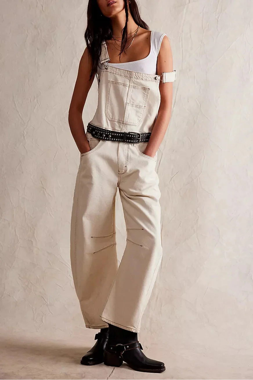 Calvia Wide-Leg Denim Overalls
