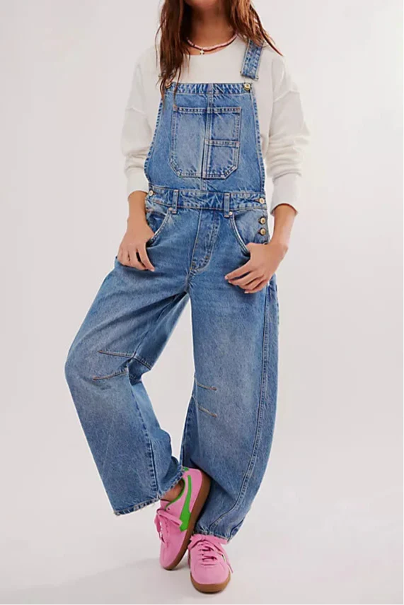 Calvia Wide-Leg Denim Overalls