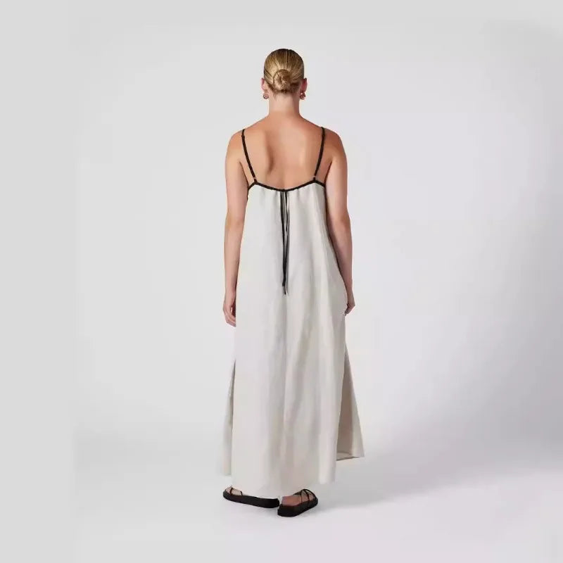Women’s Contrast Strap Cotton Maxi Dress
