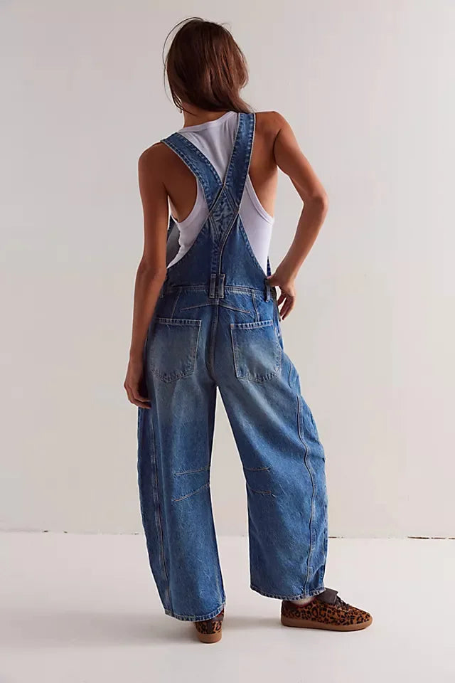 Calvia Wide-Leg Denim Overalls