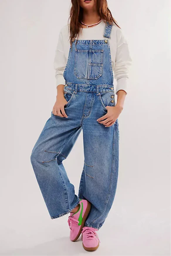 Calvia Wide-Leg Denim Overalls