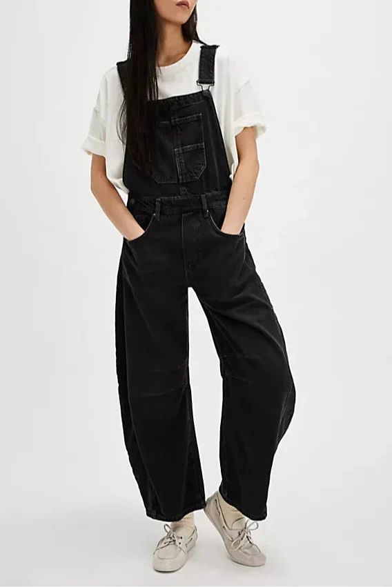 Calvia Wide-Leg Denim Overalls