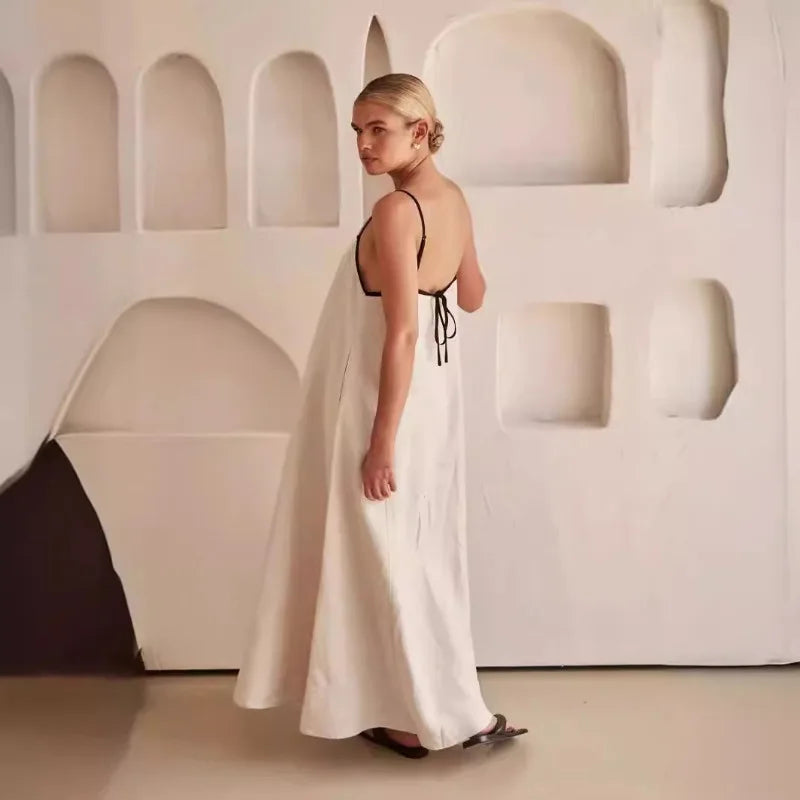 Women’s Contrast Strap Cotton Maxi Dress