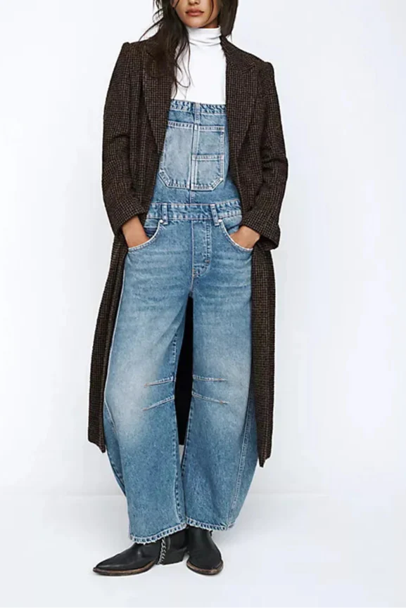 Calvia Wide-Leg Denim Overalls